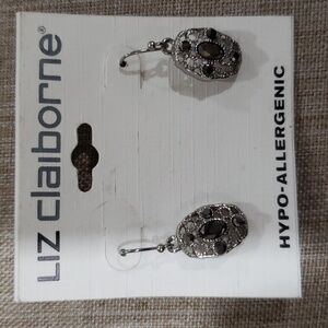 Liz Claiborne Black Crystal Rhinestone Drop Earrings